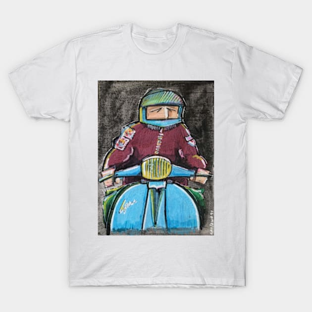 Retro Scooter, Classic Scooter, Scooterist, Scootering, Scooter Rider, Mod Art T-Shirt by Scooter Portraits